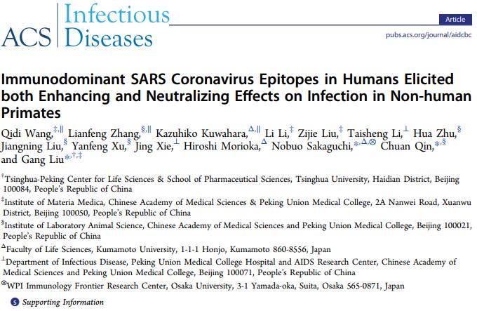 Immunodominant SARS Coronavirus Epitopes in Humans Elicited both Enhancing and Neutralizing Effects on Infection in Non-human Primates.