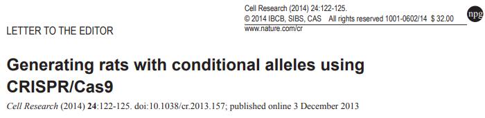 Generating rats with conditional alleles using CRISPR/Cas9